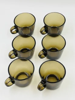 Lot 6 Tasses Verre Ambré Vintage Station Service Seca