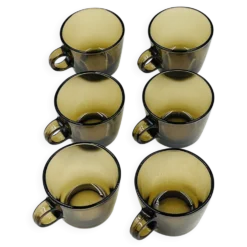 Lot 6 Tasses Verre Ambré Vintage Station Service Seca