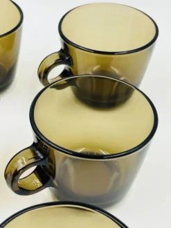 Lot 6 Tasses Verre Ambré Vintage Station Service Seca