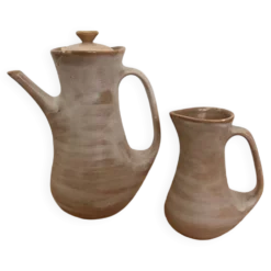 Lot théière et pot à lait céramique