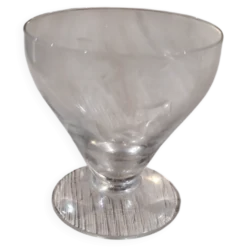 Lot 3 Verres a Liqueur Pied Verre Vintage Gravures Florales Goutte