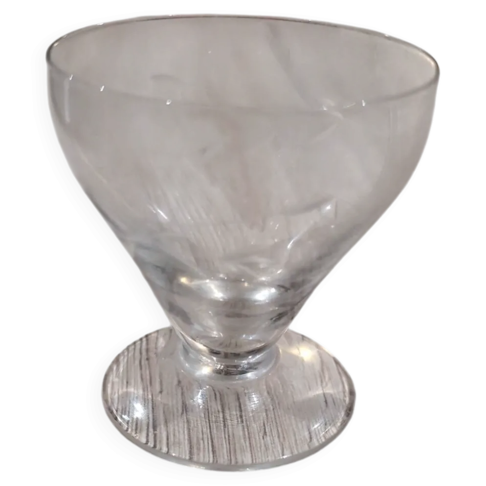 Lot 3 Verres a Liqueur Pied Verre Vintage Gravures Florales Goutte