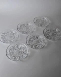Lot vintage de 6 assiettes à dessert en cristal des années 1950, assiettes en verre cristal Dresdener fabriquées à la main avec texture fine, pour gâteau et dessert, idée cadeau