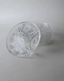 Lot vintage de 6 assiettes à dessert en cristal des années 1950, assiettes en verre cristal Dresdener fabriquées à la main avec texture fine, pour gâteau et dessert, idée cadeau