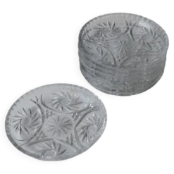 Lot vintage de 6 assiettes à dessert en cristal des années 1950, assiettes en verre cristal Dresdener fabriquées à la main avec texture fine, pour gâteau et dessert, idée cadeau