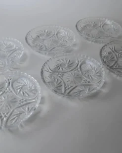 Lot vintage de 6 assiettes à dessert en cristal des années 1950, assiettes en verre cristal Dresdener fabriquées à la main avec texture fine, pour gâteau et dessert, idée cadeau