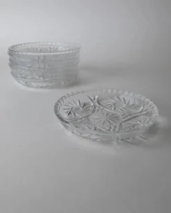 Lot vintage de 6 assiettes à dessert en cristal des années 1950, assiettes en verre cristal Dresdener fabriquées à la main avec texture fine, pour gâteau et dessert, idée cadeau