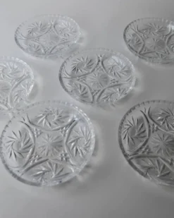 Lot vintage de 6 assiettes à dessert en cristal des années 1950, assiettes en verre cristal Dresdener fabriquées à la main avec texture fine, pour gâteau et dessert, idée cadeau