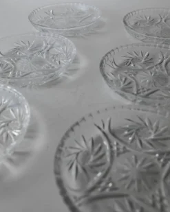 Lot vintage de 6 assiettes à dessert en cristal des années 1950, assiettes en verre cristal Dresdener fabriquées à la main avec texture fine, pour gâteau et dessert, idée cadeau