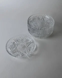 Lot vintage de 6 assiettes à dessert en cristal des années 1950, assiettes en verre cristal Dresdener fabriquées à la main avec texture fine, pour gâteau et dessert, idée cadeau