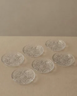Lot vintage de 6 assiettes à dessert en cristal des années 1950, assiettes en verre cristal Dresdener fabriquées à la main avec texture fine, pour gâteau et dessert, idée cadeau