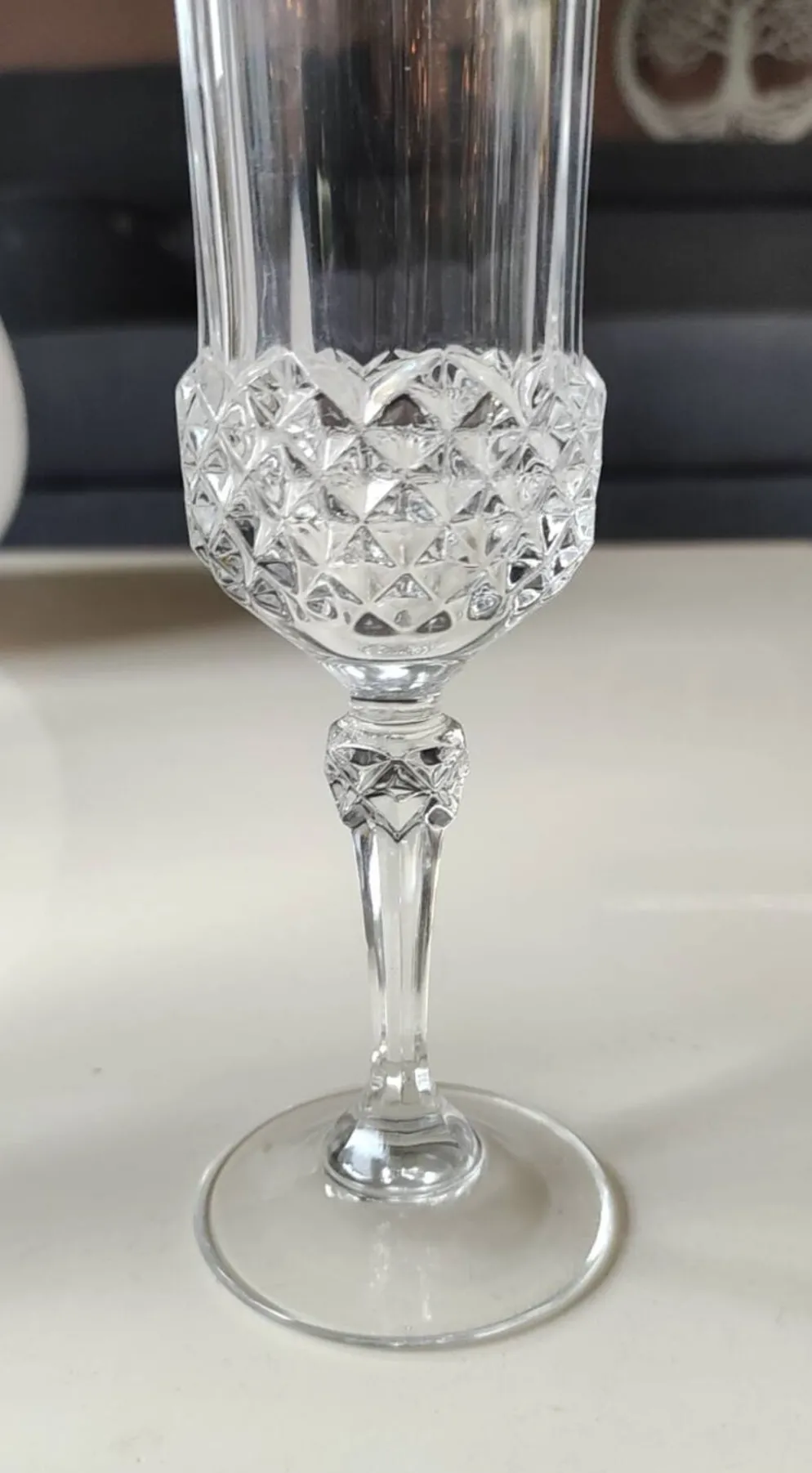 Lot 6 x Flûtes à Champagne cristal/Mod Valencay Gold/Cristal d Arques