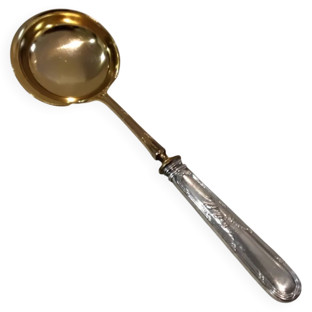 Louche a dessert manche argent 950 Minerve style Louis XVI