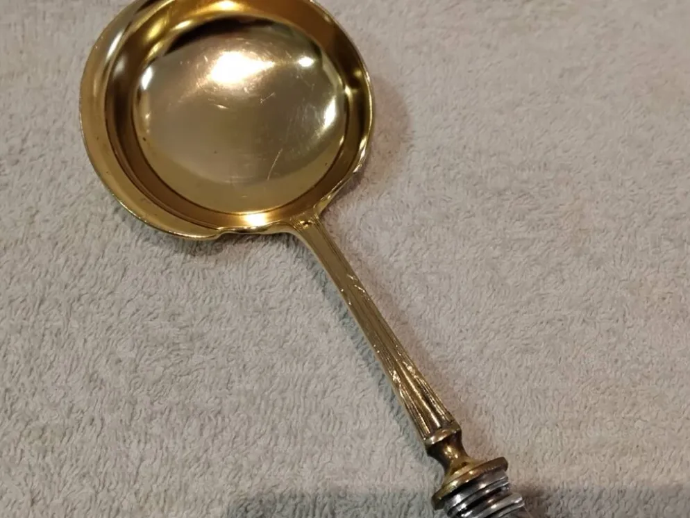 Louche a dessert manche argent 950 Minerve style Louis XVI