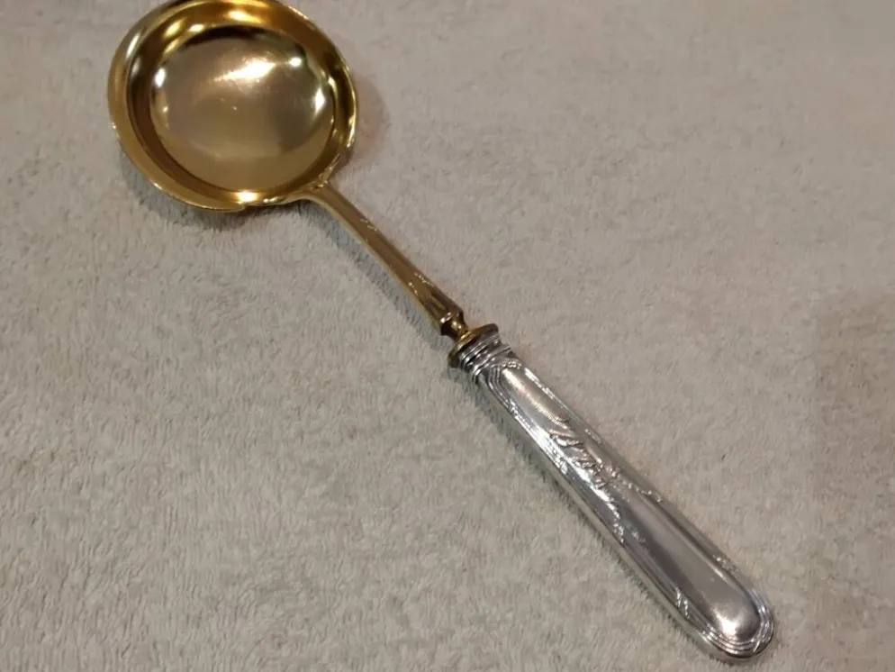 Louche a dessert manche argent 950 Minerve style Louis XVI