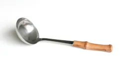 Louche inox avec manche en bambou, années 60