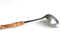 Louche inox avec manche en bambou, années 60