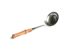 Louche inox avec manche en bambou, années 60