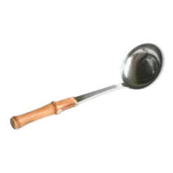 Louche inox avec manche en bambou, années 60