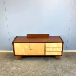 Lowboard, petit meuble de hall avec tiroirs, érable rayé, années 1960