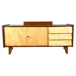 Lowboard, petit meuble de hall avec tiroirs, érable rayé, années 1960