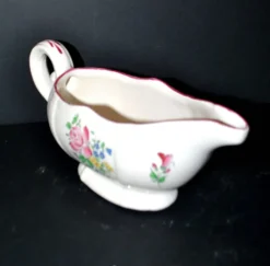 Lunéville KG saucière réverbère en faïence fleuri polychrome peint main 1981
