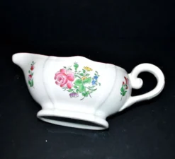 Lunéville KG saucière réverbère en faïence fleuri polychrome peint main 1981