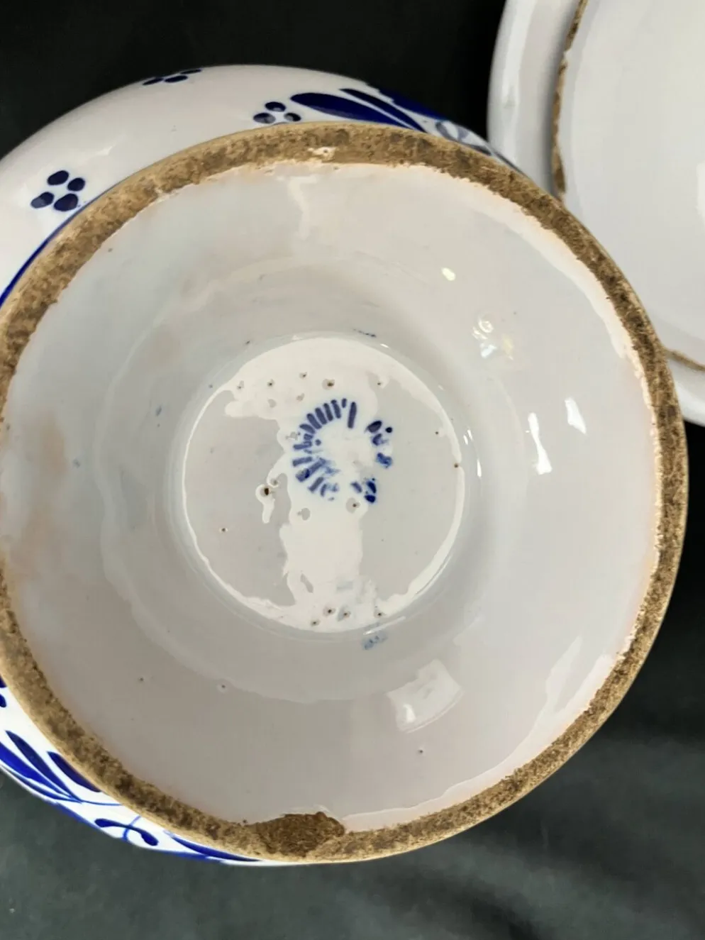 Lunéville, soupière en faïence à décor bleu fin XIXème