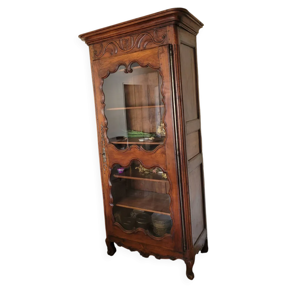 Magnifique bonnetière ancienne en bois massif sculpté – style Louis XV
