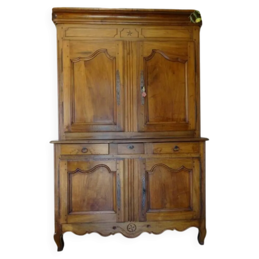 magnifique buffet 2 corps xviiie siècle en noyer – pièce ancienne d’excepti