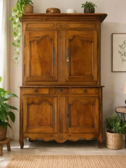magnifique buffet 2 corps xviiie siècle en noyer – pièce ancienne d’excepti