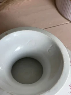 Magnifique compotier ancien porcelaine fine décor floral rose