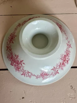 Magnifique compotier ancien porcelaine fine décor floral rose