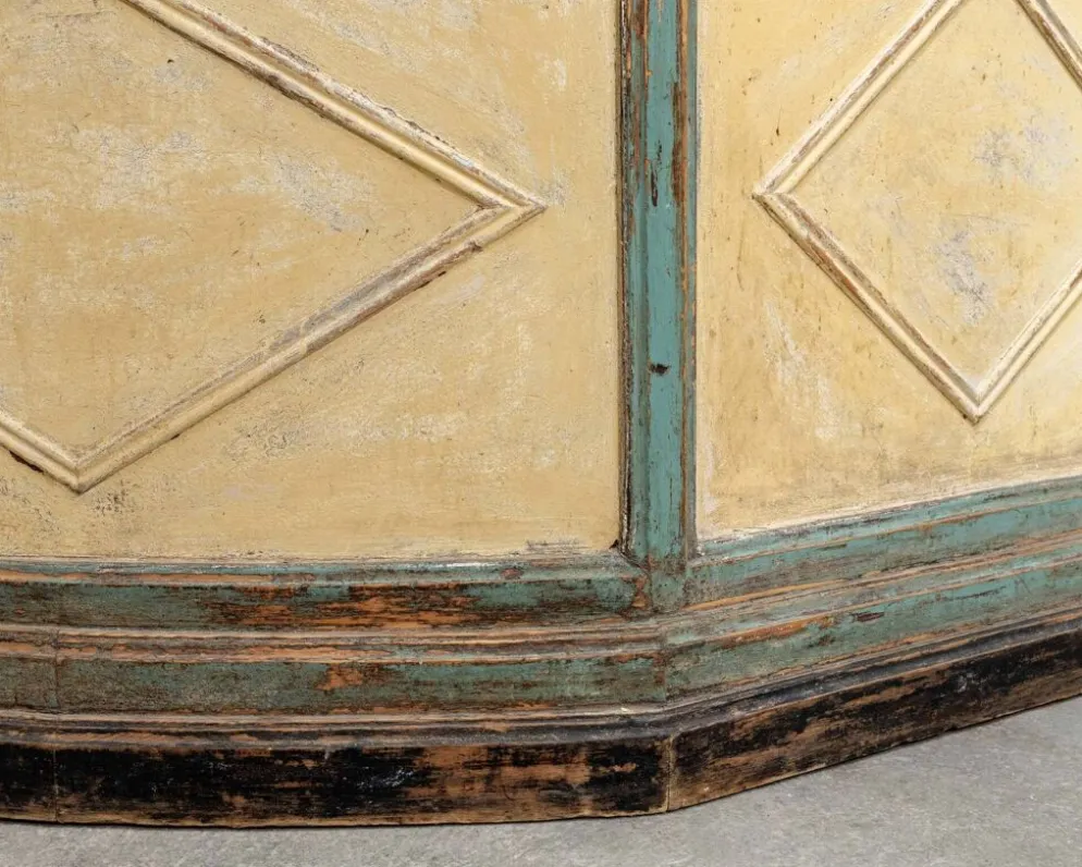 Magnifique comptoir ancien italien avec plateau en marbre, 19ème