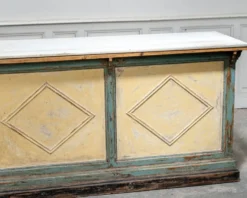 Magnifique comptoir ancien italien avec plateau en marbre, 19ème