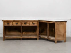 Magnifique comptoir ancien italien avec plateau en marbre, 19ème