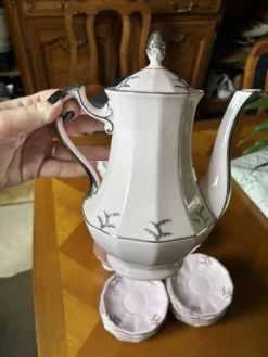 Magnifique service à café en porcelaine rose – Haas & Czjzek, Schl