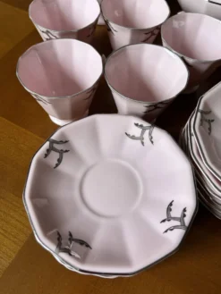 Magnifique service à café en porcelaine rose – Haas & Czjzek, Schl