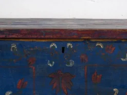 Malle ancienne bleu marine avec détails floraux (c.1920) #94