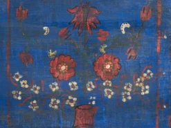 Malle ancienne bleu marine avec détails floraux (c.1920) #94