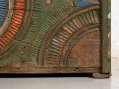 Malle ancienne sculptée de style art populaire (c.1900) #79