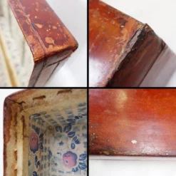 Malle/Coffre en cuir laqué rouge chinois du début du XXe siècle