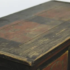 Malle de mariage rustique art populaire en bois peint