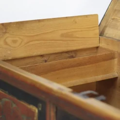 Malle de mariage rustique art populaire en bois peint
