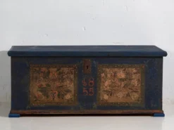 Malle de mariée ancienne bleu marine (année 1855)