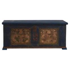 Malle de mariée ancienne bleu marine (année 1855)