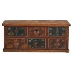 Malle de rangement ancienne avec décoration florale (année 1895) #102