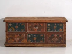 Malle de rangement ancienne avec décoration florale (année 1895) #102