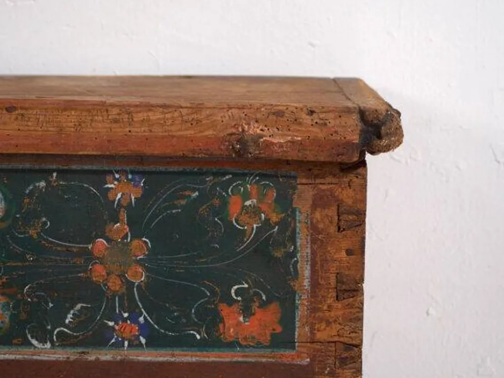 Malle de rangement ancienne avec décoration florale (année 1895) #102