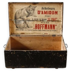 Malle en bois, amidon Le Chat Hoffmann